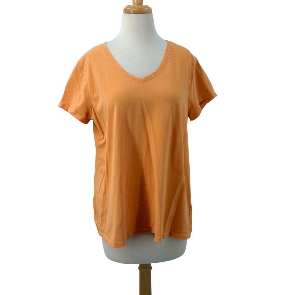 Two Hearts Maternity V-Neck T-Shirt Orange Short Sleeve Cotton Blend Size XL